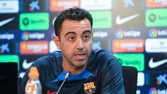 Xavi Hernández, entrenador del FC Barcelona, comparece en rueda de prensa antes del partido contra el Cádiz CF.