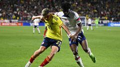 Jorman Campuzano durante un partido amistoso con la Selección Colombia ante Estados Unidos.