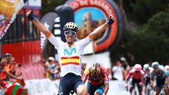 Lazkano celebra su victoria en la 4ª etapa de la Vuelta a Burgos 2023.