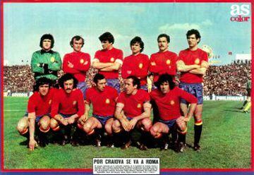 Spain v Romania. The team in the 1979-1981 shirt.