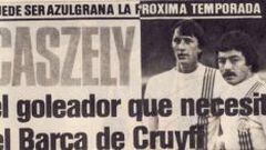 Cruyff junto a Caszely en una selecci&oacute;n catalana en los a&ntilde;os 70.