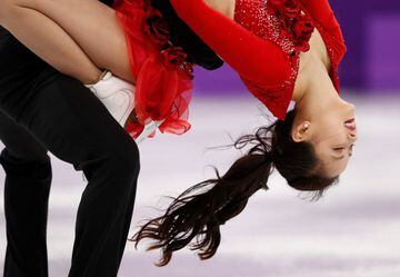 South Korea's Yura Min and Alexander Gamelin in the Figure Skating Event