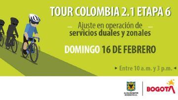 Tour Colombia 2020: Cierres viales en Bogotá