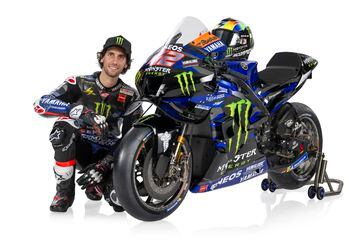 Álex Rins, piloto español nacido en Barcelona, durante la presentación de la nueva moto de Monster Energy Yamaha MotoGP.
