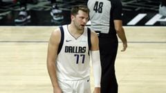 Los Angeles (United States), 06/06/2021.- Dallas Mavericks forward-guard Luka Doncic reacts during the second quarter of game 7 of the NBA playoffs between the Dallas Mavericks and the Los Angeles Clippers at the Staples Center in Los Angeles, California,