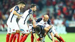 Los jugadores de San Lorenzo celebran un gol ante Atl&eacute;tico Paranaense