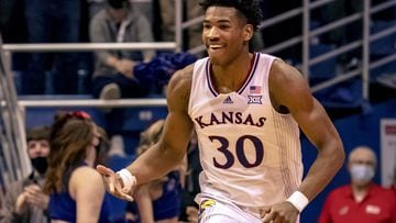 Ochai Agbaji with a 3-pointer vs the Phoenix Suns