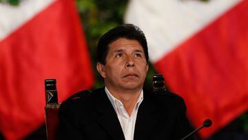 The president of Peru, Pedro Castillo, during a press conference on Tuesday in Lima.