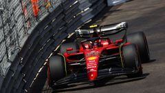 MONTE-CARLO, MONACO - MAY 28: Carlos Sainz of Spain driving (55) the Ferrari F1-75 on track during final practice ahead of the F1 Grand Prix of Monaco at Circuit de Monaco on May 28, 2022 in Monte-Carlo, Monaco. (Photo by Eric Alonso/Getty Images)
