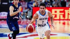 DONGGUAN, CHINA - SEPTEMBER 10: Facundo Campazzo #7 of Argentina drives the ball during FIBA World Cup 2019 quarter-final match between Argentina and Serbia at Dongguan Basketball Center on September 10, 2019 in Dongguan, Guangdong Province of China. (Photo by VCG/VCG via Getty Images)