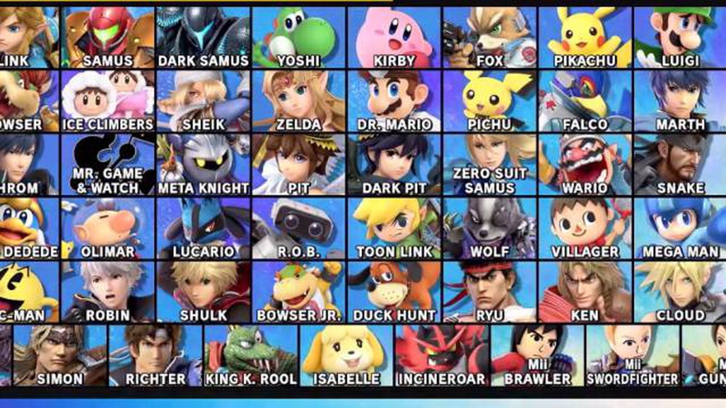 Estos son los 76 personajes de Super Smash Bros Ultimate Meristation