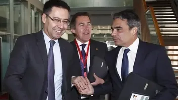 Albert Soler right and ex-Barcelona president Bartomeu left