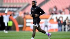 CLEVELAND, OHIO - OCTOBER 31: Odell Beckham Jr. #13 of the Cleveland Browns warms up before a game against the Pittsburgh Steelers at FirstEnergy Stadium on October 31, 2021 in Cleveland, Ohio.   Nick Cammett/Getty Images/AFP == FOR NEWSPAPERS, INTERNET,