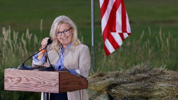 FILE PHOTO: Republican candidate U.S. Representative Liz Cheney speaks during her primary election night party in Jackson, Wyoming, U.S. August 16, 2022.  REUTERS/David Stubbs/File Photo