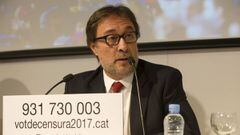 Agusti Benedito, anunciando el voto de censura contra Josep Maria Bartomeu y la junta directiva del FC Barcelona.