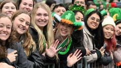 Revellers attend the St Patrick's Day Parade on March 17, 2023 in Dublin, Ireland. 17th March is the feast day of Saint Patrick commemorating the arrival of Christianity in Ireland.