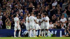 Leeds United's Luis Sinisterra celebrates scoring their side's first goal of the game with team-mates during the Carabao Cup second round match at Elland Road, Leeds. Picture date: Wednesday 24th August, 2022. (Photo by Tim Goode/PA Images via Getty Images)