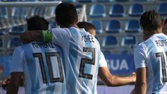 Nehu&eacute;n P&eacute;rez celebra un gol con Argentina. 