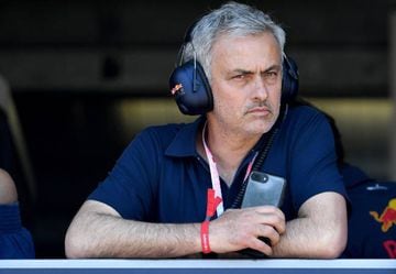 Manchester United's Portuguese manager Jose Mourinho watches the qualifying session at the Monaco street circuit, on May 27, 2017 in Monaco, a day ahead of the Monaco Formula 1 Grand Prix.