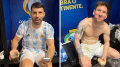 Messi y la genial reacción del Kun al grabarlo con una copa