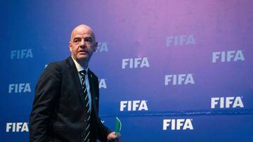 President of the International Federation of Association Football (FIFA) Gianni Infantino arrives for a press conference on October 26, 2018, after a FIFA Council meeting at the Convention Center in Kigali.