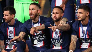 Messi, Neymar y Ramos celebran la Supercopa de Francia tras ganar al Nantes.