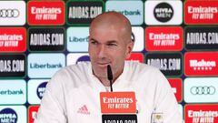 Zinedine Zidane, entrenador del Real Madrid, en una rueda de prensa previa a un partido de Liga.
