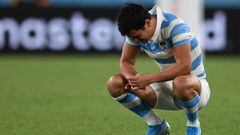 Argentina&#039;s wing Matias Moroni reacts after defeat during the Japan 2019 Rugby World Cup Pool C match between England and Argentina at the Tokyo Stadium in Tokyo on October 5, 2019. (Photo by CHARLY TRIBALLEAU / AFP)