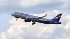 An Aeroflot Airbus A320 aircraft takes off at Sheremetyevo airport outside Moscow. President Joe Biden will announce a ban on Russian aircraft from using US airspace during his State of the Union speech Tuesday, US media reported.