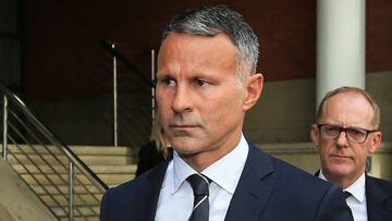 Former Manchester United star and Wales manager Ryan Giggs leaves the Manchester Minshull Street Crown Court, in Manchester, on August 8, 2022 at the start of his trial for assaulting his ex-girlfriend. - Giggs stands trial on charges of attacking and coercively controlling his ex-girlfriend, in a case that has upended his managerial career. The 48-year-old, who until recently served as coach of the Wales national team, has pleaded not guilty to the charges, which carry a maximum jail term of five years. (Photo by Lindsey Parnaby / AFP) (Photo by LINDSEY PARNABY/AFP via Getty Images)