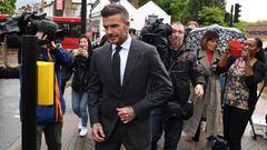 Beckham, a su llegada al juicio.