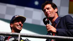 Mark Webber puso la nota divertida al podio de Spa.
