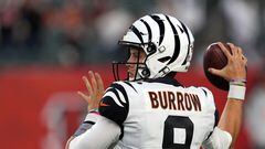 CINCINNATI, OHIO - SEPTEMBER 29: Quarterback Joe Burrow #9 of the Cincinnati Bengals warms up prior to the game against the Miami Dolphins at Paycor Stadium on September 29, 2022 in Cincinnati, Ohio.   Dylan Buell/Getty Images/AFP