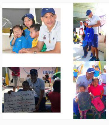 Bacca estuvo en Puerto Colombia y repartió regalos a los niños de su municipio. 