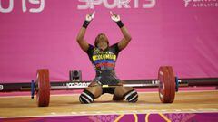 Camila Lob&oacute;n, medallista de oro en levantamiento de pesas en los Juegos Panamericanos Lima 2019.