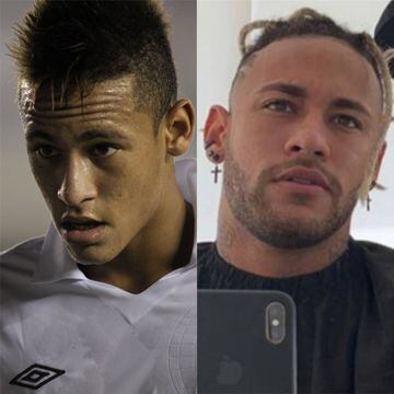Neymar apenas empezaba su carrera con el Santos de Brasil en 2009. Hoy le pertenece al París y cada que puede se cambia de 'look'.