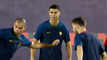 Cristiano Ronaldo en un entrenamiento de Portugal.
