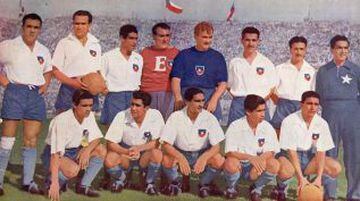 Así era la camisete de la selección chilena durante la década del 40. Esta ilustración es de 1945.