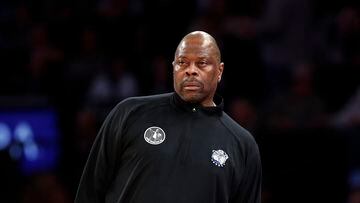 NEW YORK, NEW YORK - MARCH 08: Head coach Patrick Ewing of the Georgetown Hoyas looks on during the first half against the Villanova Wildcats in the first round of the Big East Basketball Tournament at Madison Square Garden on March 08, 2023 in New York City.   Sarah Stier/Getty Images/AFP (Photo by Sarah Stier / GETTY IMAGES NORTH AMERICA / Getty Images via AFP)