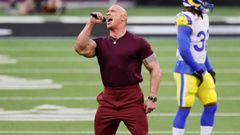 INGLEWOOD, CALIFORNIA - FEBRUARY 13: Entertainer Dwayne &quot;The Rock&quot; Johnson attends the Super Bowl LVI between the Los Angeles Rams and the Cincinnati Bengals at SoFi Stadium on February 13, 2022 in Inglewood, California. (Photo by Steph Chambers