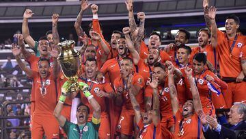 Chile celebrando el t&iacute;tulo de la Copa Am&eacute;rica Centenario USA 2016.