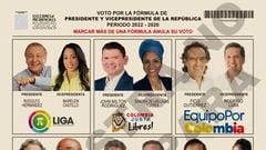 Foto del tarjetón electoral del 2022 en Colombia