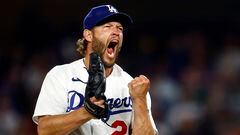 LOS ANGELES, CALIFORNIA - APRIL 18: Clayton Kershaw #22 of the Los Angeles Dodgers reacts after making the third out against the New York Mets in the seventh inning at Dodger Stadium on April 18, 2023 in Los Angeles, California.   Ronald Martinez/Getty Images/AFP (Photo by RONALD MARTINEZ / GETTY IMAGES NORTH AMERICA / Getty Images via AFP)