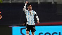 Buenos Aires (Argentina), 09/09/2021.- Argentina&#039;s Lionel Messi celebrates scoring a goal during the South American qualifiers for the Qatar 2022 World Cup between Argentina and Bolivia, at the Monumental Stadium in Buenos Aires, Argentina, 09 Septem