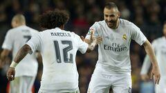 Benzema and Marcelo celebrate drawing level with Barcelona