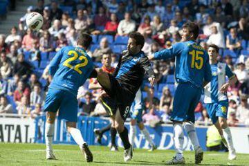 Regreso, 11 marzo 2012, Espanyol-Rayo: ya como jugador rayista, se convierte en el único futbolista que ha marcado en Sarrià, Montjuïc y Cornellà.