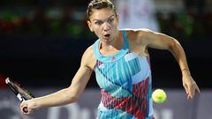 Simona Halep in action at the Dubai Tennis Championships. 