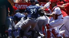 In a bizarre bench-clearing play in the Angels-Mariners game on Monday, MLB has hit back with 12 suspensions and an undisclosed amount in fines