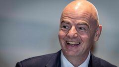 President of the International Federation of Football Association (FIFA) Gianni Infantino smiles during a break at the 43rd CAF General Assembly, on March 12, 2021 in Rabat (Photo by FADEL SENNA / AFP)