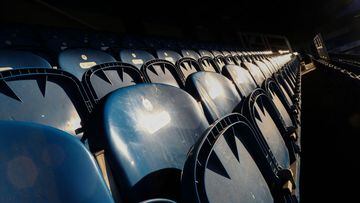 LONDON, ENGLAND - JANUARY 09: General view of seats inside the stadium prior to during the FA Cup Third Round match between Blackburn Rovers and Doncaster Rovers at Ewood Park on January 09, 2021 in Blackburn, England. The match will be played without fan